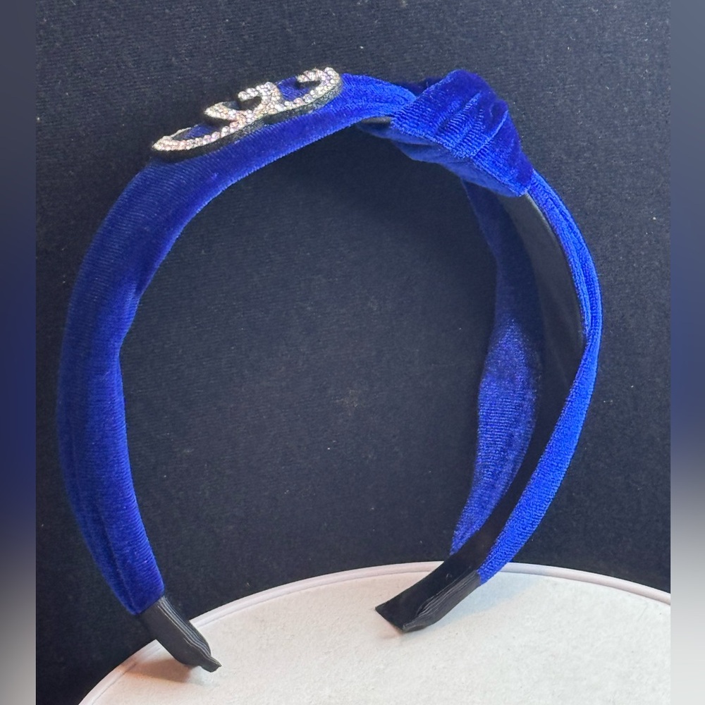 Blue Velvet Rhinestone Headband - Picture 3 of 8